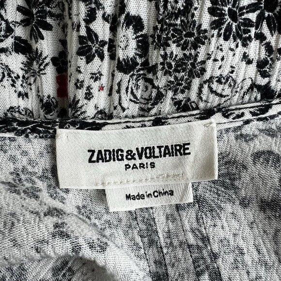 Zadig & Voltaire Mini Dress Remus White Gauze Print Floral Blouson Size Medium - Picture 8 of 10